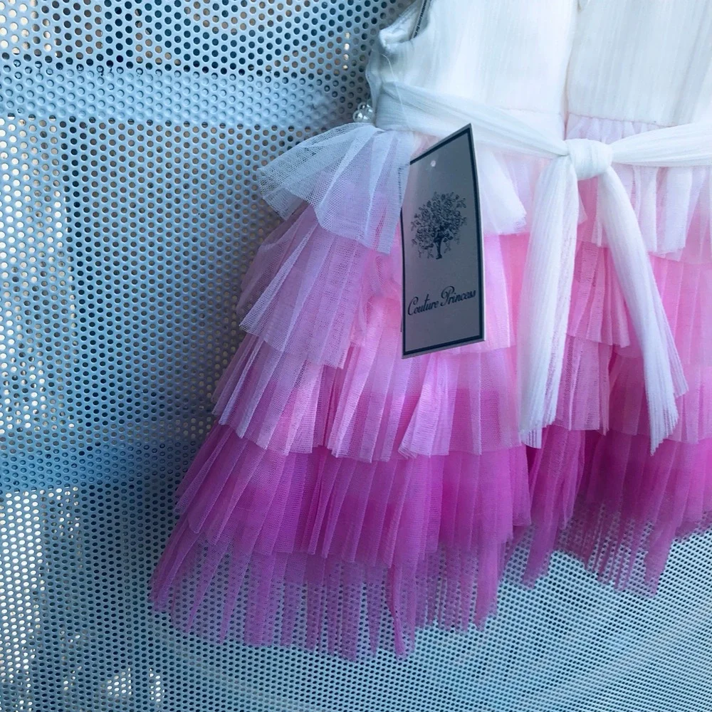 COUTURE PRINCESS Pink Ombre Tulle Tiered Girls Costume Dress - Brand New w/Tags!